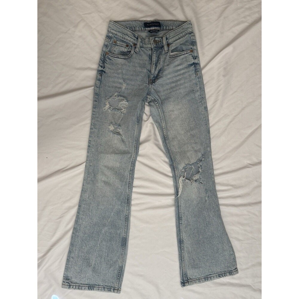 Aeropostale High Rise Flare Jeans Light Wash Distressed Ripped Womens 000‎ XXS